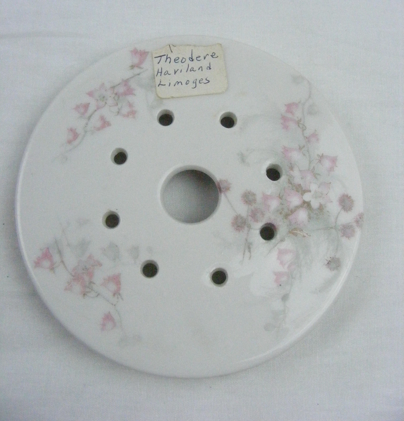 Vintage Johann Haviland China Bavaria Pink Garland Round Butter Dish Insert