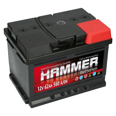 Starterbatterie 12V 62 Ah 560A EN Hammer Wartungsfrei TOP Angebot Neu