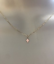 14K Solid Yellow Gold Teeny Tiny Cross Charm Pendant for Bracelet Necklace