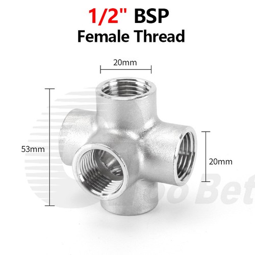 1/4" to 2" Female Thread Stainless Steel Pipe Fittings Five-Way Connector Elbow - Picture 12 of 17