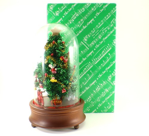 San Francisco Music Box Company O CHRISTMAS TREE Glass Dome Battery 9” - Picture 2 of 18