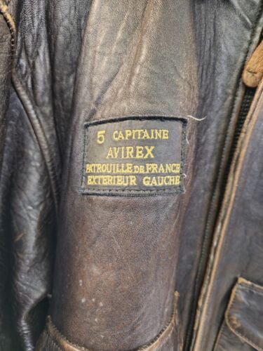 Chaqueta de vuelo de cuero vintage A-2 Avirex Patrouille de France - grande - Imagen 3 de 14