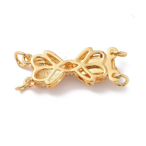 10Pcs Textured Bowknot Golden Brass Box Clasps DIY Jewelry Findings 19.5x8x4.5mm - Picture 2 of 3