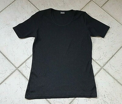 klassisches schwarzes T-Shirt (Feinripp) von PROMISE in Gr. M