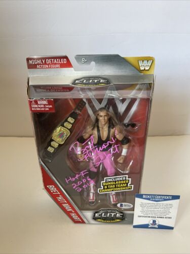 Bret Hitman Hart Signed Autographed WWE Elite Figure Wrestlemania Beckett COA 1 - Picture 4 of 13