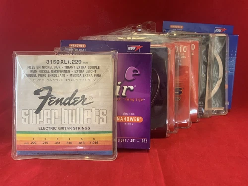 Lot of 9 New Electric Guitar Strings - Various Brands (17H)
