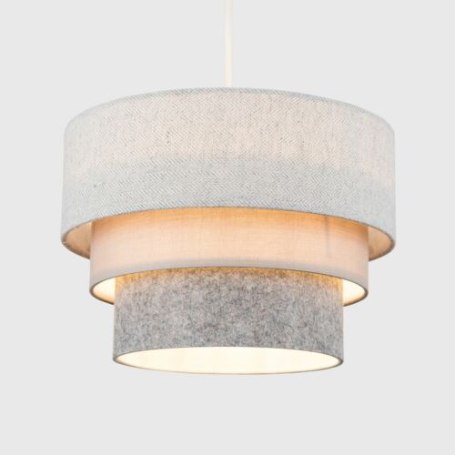 Lamp Shade For Ceiling Grey Tier Light Shade Pendant Easy Fit Lampshade LED Bulb - Picture 2 of 8