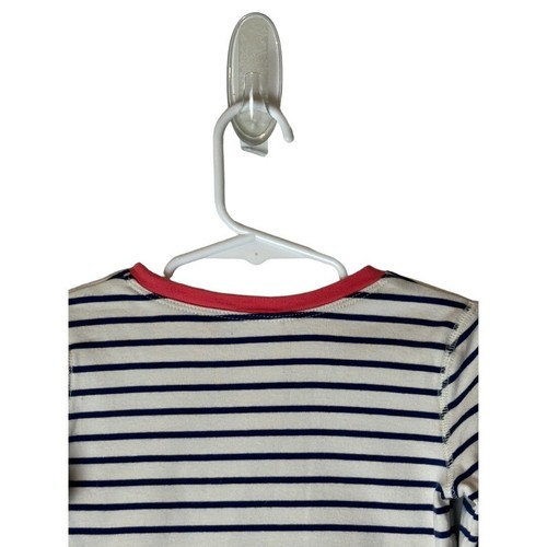 Mini Boden Shirt Girl 6 Year Ivory Blue Striped Cotton Crew Neck Long Sleeve Tee - Picture 4 of 7