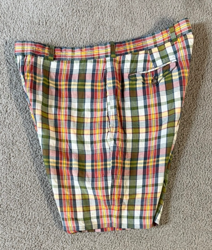DC & Co Lincs Men's Plaid Silk & Linen Flat Front Chino Bermuda Shorts - Size 40 - Picture 3 of 5