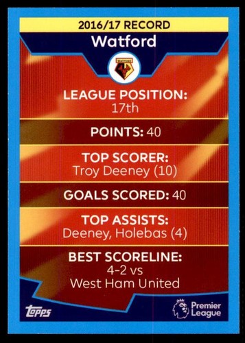 Match Attax 2017-2018 Club Badge Watford No. 307 - Picture 2 of 2