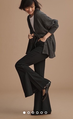 New Anthropologie Maeve Mega Slim Mega Flare Pants Black Size 2 - Picture 1 of 5