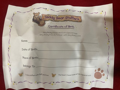 TEDDY BEAR STUFFERS Groom Tuxedo Plush Bear Carton-cradle VTG Build A Bear Coa - Picture 8 of 8