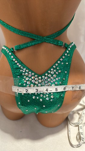 NPC competition FIGURE posing suit GREEN HOLOGRAM 34B CUP SMALL BOTTOMS - Picture 5 of 5