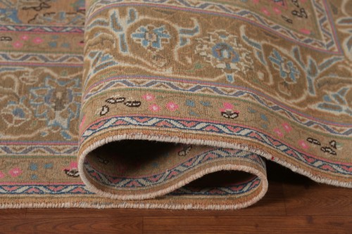 Vintage Rust/ Brown Floral Wool Mashaad Traditional Handmade Room Size Rug 10x13 - Picture 15 of 22