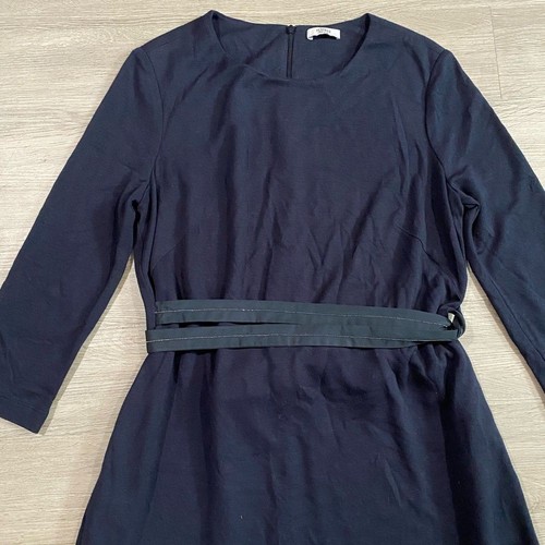 Peserico Women's Wool Navy Midi Knee Length Work Career Casual Tie Waist Dress - Picture 4 of 12