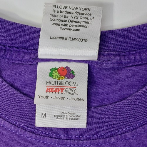 I Love New York NY Vintage Style Short Sleeve Girls T Shirt - Purple - Medium - Picture 8 of 9