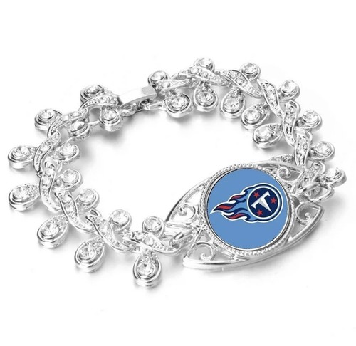 New Football Bracelet Round Charm Clasp Bracelet Tibetan Silver Rhinestones - Bild 2 von 3