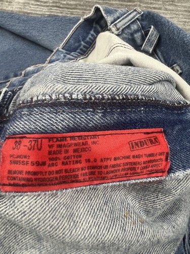 Bulwark FR Jeans Mens 38 Blue Fire Resistant Cotton Distressed Workwear - Picture 16 of 16