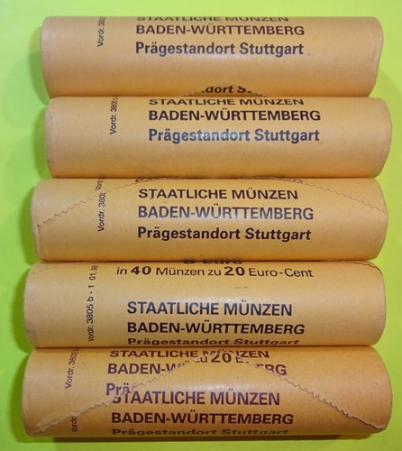 25 Rollen Deutschland Euro Münzen, kleine Werte: 1,2,5,20,50 Cent, 1 Euro lesen! - Bild 9 von 16