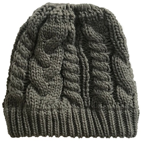 Women Messy Bun Knit Ponytail Beanie Hat Plain Winter Warm Wooly Cap Headwear· - Picture 53 of 53