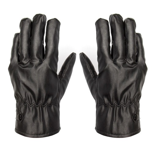 PU Leather Full Finger Thermal Windproof Touch Screen Gloves Winter Warm Gloves - Picture 3 of 14