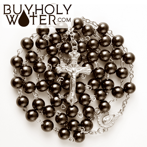 Blessed Black Prayer Rosary Glass Bead Religious Catholic Necklace Crucifix God! - Picture 5 of 24