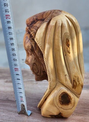 Mary Madonna Virgin Wood Carved Statue Vintage Art Wood Carving Ornaments - Picture 6 of 10