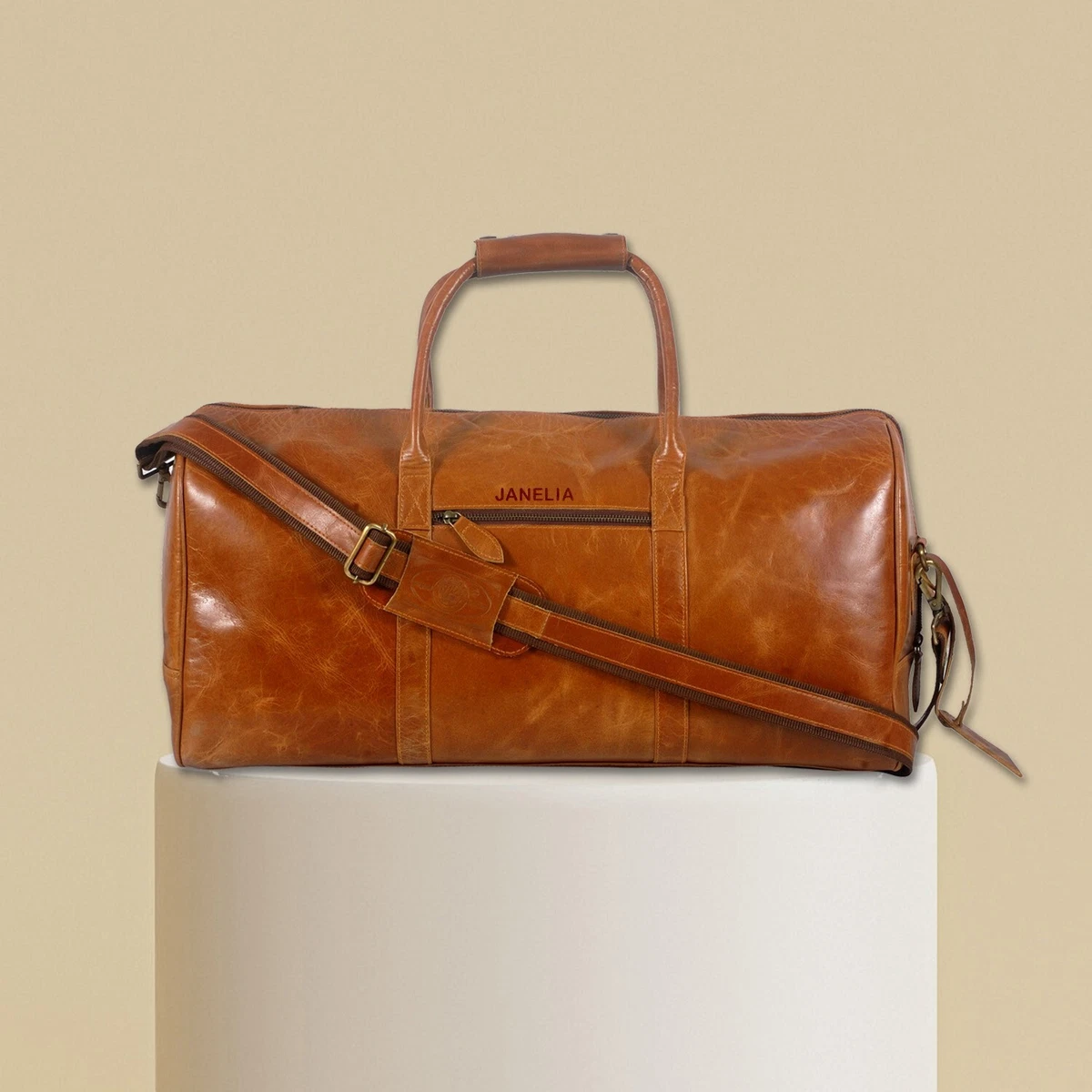 Leather Duffel Bag Weekend Bag Gym Large Travel Bag Time