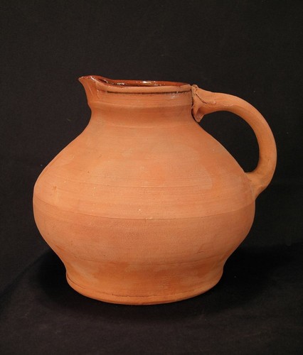 1980s Studio Pottery Big Unglazed Red Clay Pitcher Applied Handle Glazed Inside - Picture 3 of 7