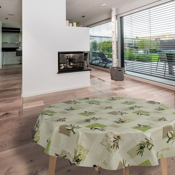 Wachstuch-Tischdecken GrüN Olive Rund 140Cm-image