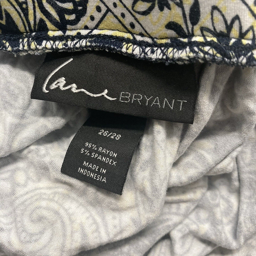 LANE BRYANT white black yellow floral paisely jersey knit a-line skirt 26/28 - Picture 6 of 6