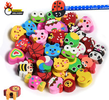 35PCS Fun Animal Fruit Pencil Topper Erasers for Kids Bulk,Cute Top Erasers Caps