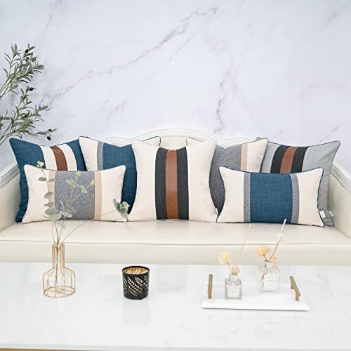 Patchwork Pillow Cover 12x20 Inch Luxury Cotton and Linen 12" x 20" Grey - Picture 6 of 7