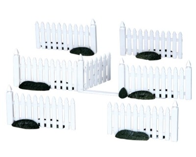 LEMAX 14388 - PLASTIC PICKET FENCE - Gartenzaun, SET OF 7 - Weihnachtsdorf NEU