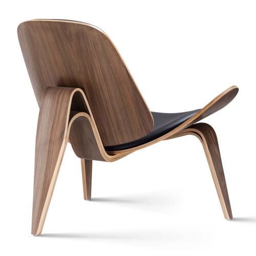 Mid Century Shell Chair Schalenstuhl Lounge Sessel aus Holz und Kunstleder - Bild 16 von 17