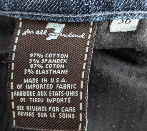 7 For All Mankind Mens 36x31 Jeans Button Fly Standard Distressed Blue Stretch - Picture 8 of 10