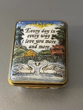 Halcyon Days "Every Day In Every Way I Love You..." Swans Enamel Box - 2"