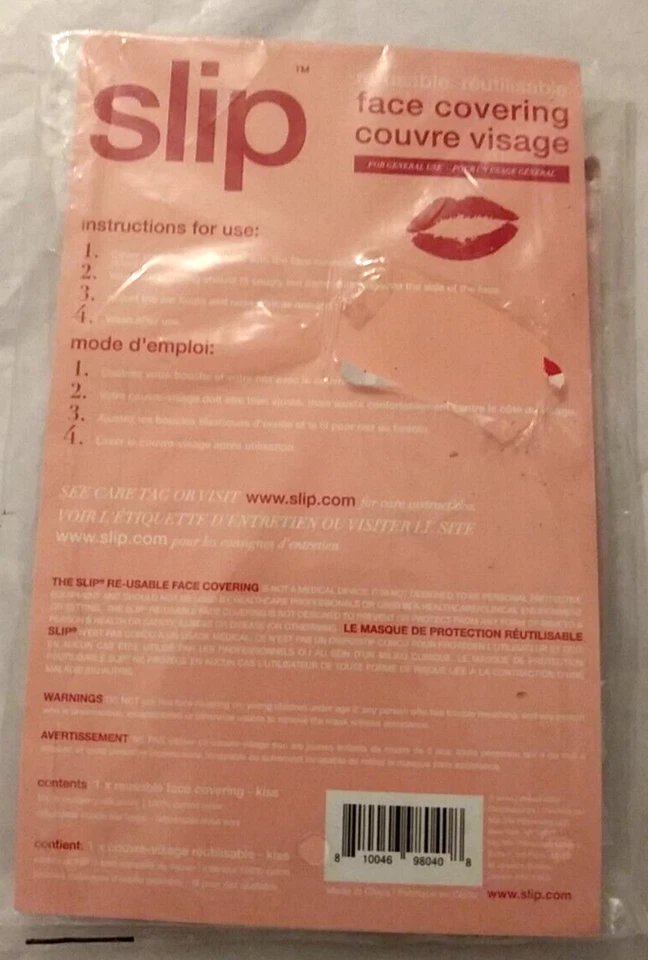 Revestimiento facial reutilizable antideslizante 100 % morera seda rosa máscara labios rojos + ¡Extras! Nuevo con etiquetas Foto 3 de 4