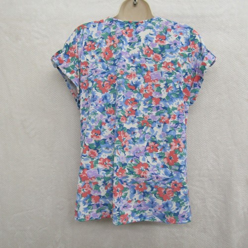 Cure Blue Shirt Blouse Top Womens Small Short Sleeve Crew Neck Casual Sping - Picture 3 of 8