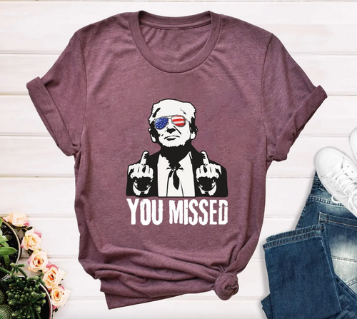 Trump You Missed Me 45 47 MAGA I Stand with Assassination Fight S - 3XL T-Shirt - Picture 6 of 8