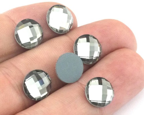 5 pz cabochon rotondo sfaccettato 10 mm nero diamante specchio vetro 100 cb cab18 - Foto 2 di 4