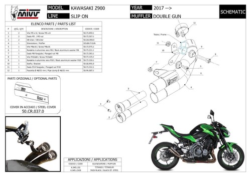 Komplettauspuff open double gun schwarz mivv fur kawasaki z900 z-900 2021 21 - Bild 3 von 4
