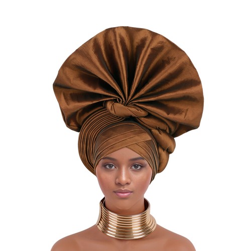 Nigeriano Aso Oke Auto Gele Headtie Mujeres Hijab Sombreros Cubierta para la Cabeza Cáncer Gorro Gorra - Imagen 8 de 23