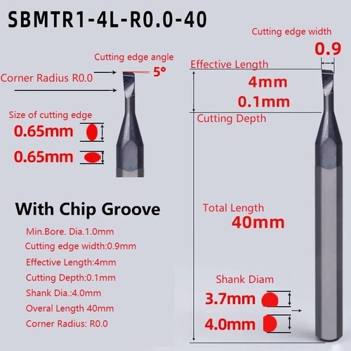 Barra perforadora de carburo sólido con ranura de chip para perforación de orificio pequeño D1.0 ~ 8.0 mm SBMTR - Imagen 13 de 36