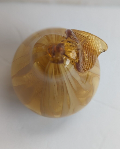 Vintage Murano Barovier Toso Gold And Cream Foil Glass Pear Paperweight - Picture 6 of 6