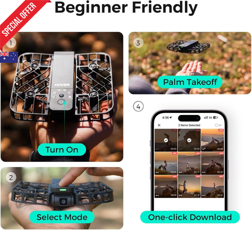 X1 Self-Flying Camera, Pocket-Sized Drone HDR Video Capture, Palm Takeoff, Intel - Picture 5 of 12