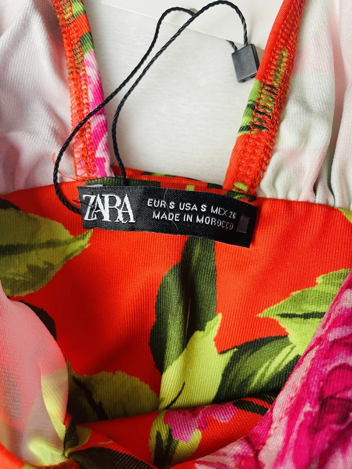 Zara Women's Swimsuit Size S Tropical Floral Print One Piece NWT - Image 2 of 4