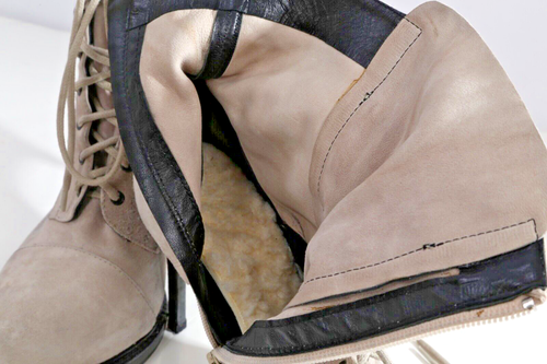 Ann Demeulemeester White Soft Suede Round Toe Lace Up Heel Boots Size 38 - 第 13/21 張圖片