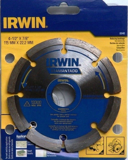 4.5'' x 7/8 115mm x 22.2mm Diamond disc cutting concrete ceramic IRWIN