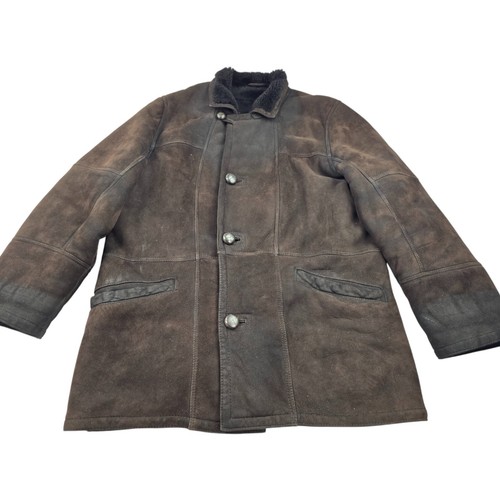 Overland Sheepskin Men's Shearling Suede Coat Jacket Size S / M Made in USA - Picture 5 of 21